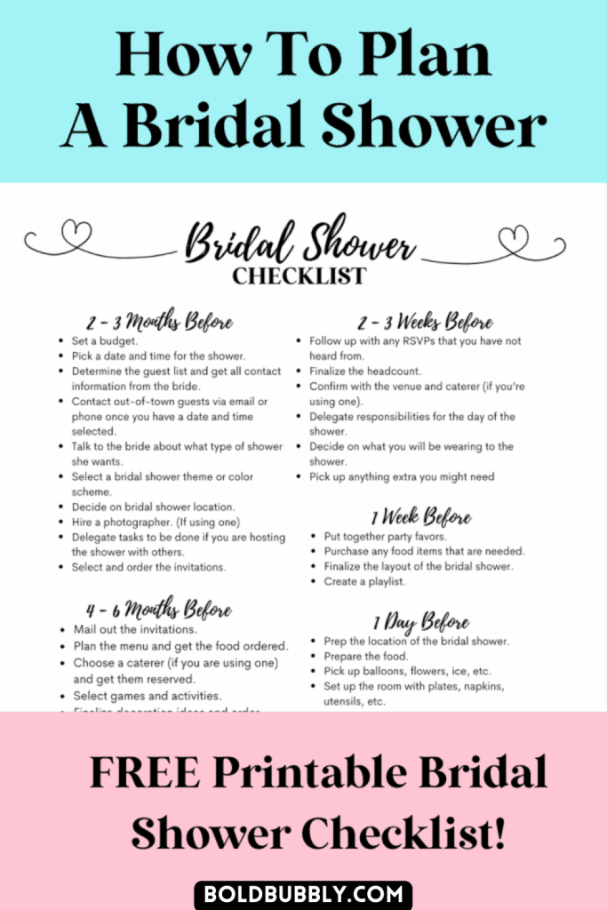 how to plan a bridal shower checklist