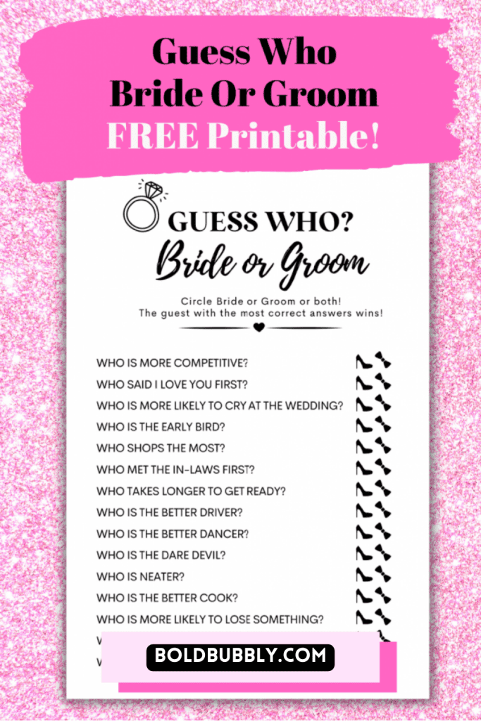 printable free guess who bride or groom