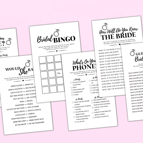 The Best Free Printable Bachelorette & Bridal Shower Games