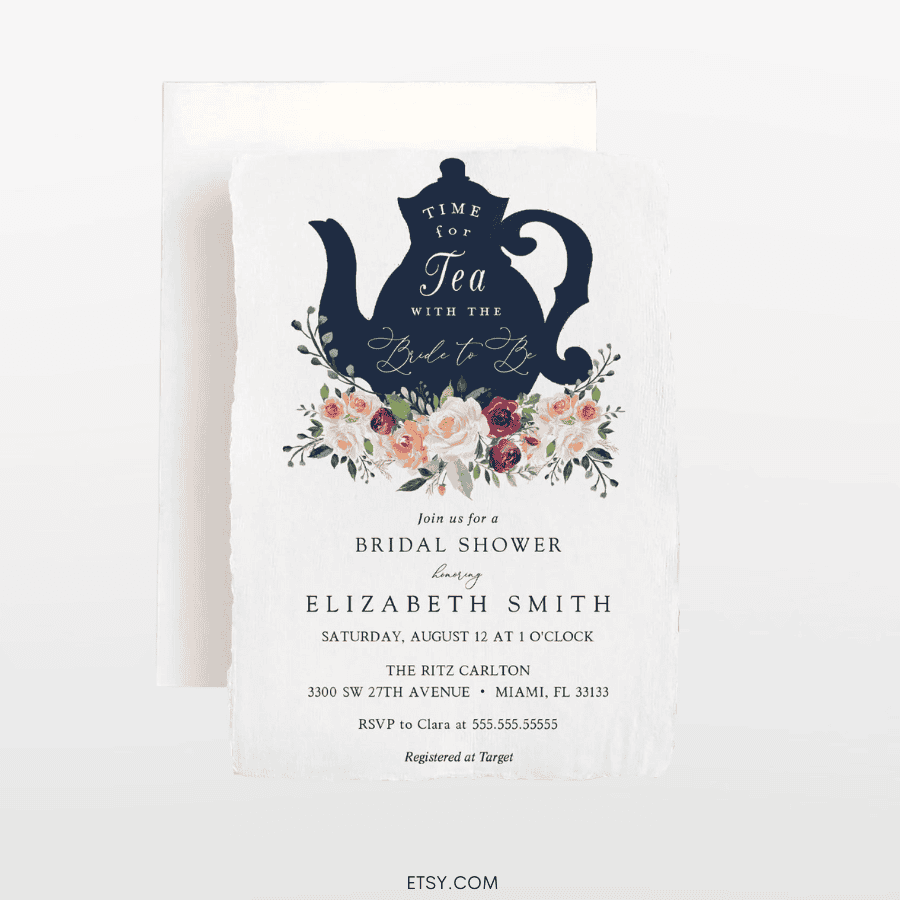 tea party bridal shower invitation