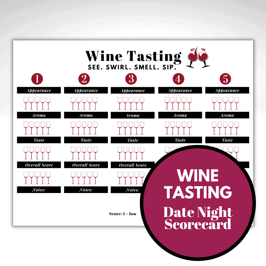 wine tasting date night scorecard