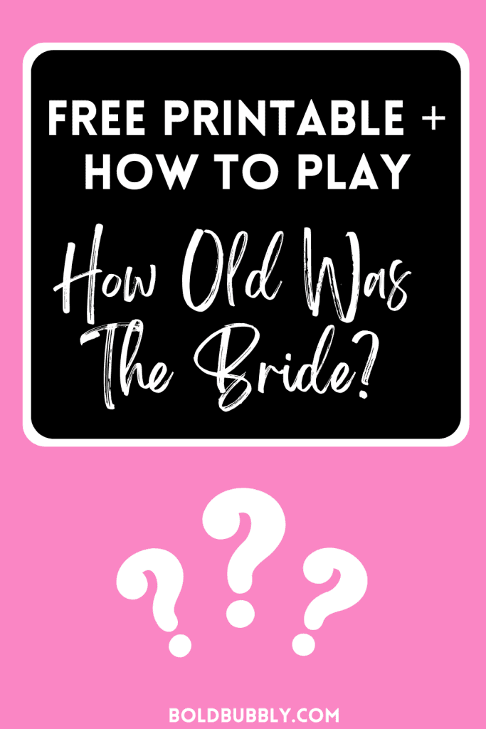 how old was the bride game free printable