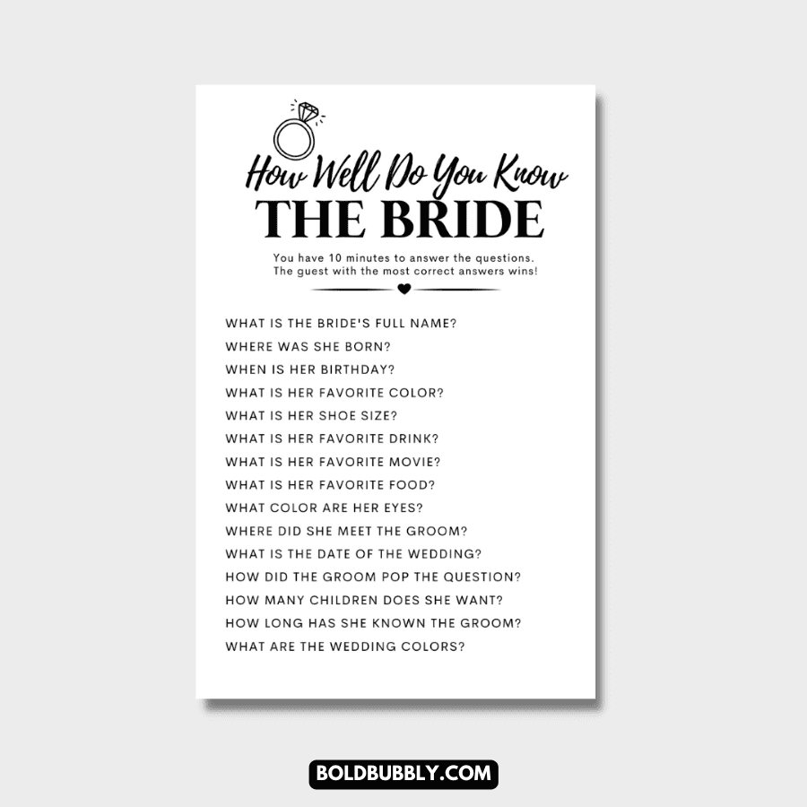 how well do you know the bride game